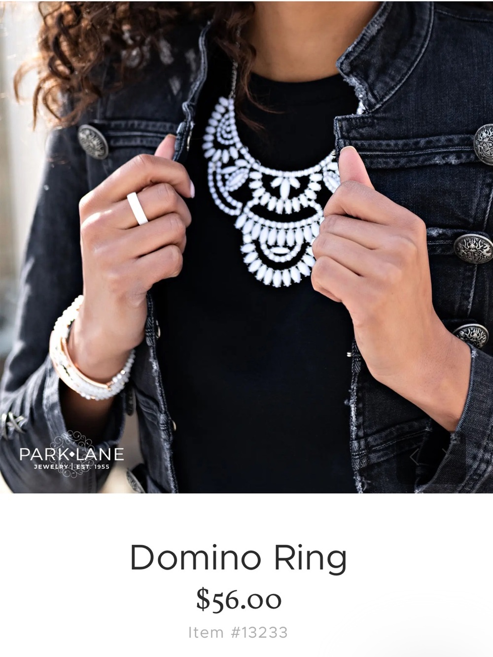 Park Lane Domino Ring White Titanium Carbide Size 7